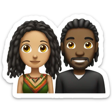 Black guy with dreads and Mexican girl sticker