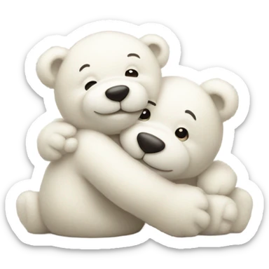 Happy White teddy bears hugging sticker