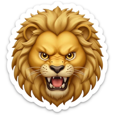 angry lion with fangs, front face  sticker