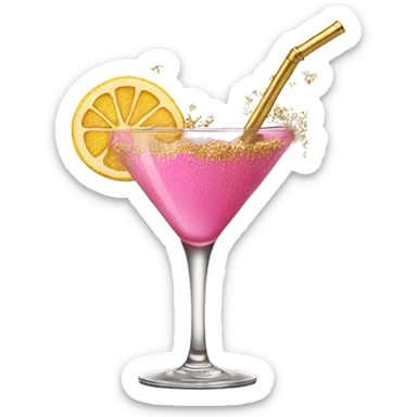 pink cocktail pouring with gold flakes sticker