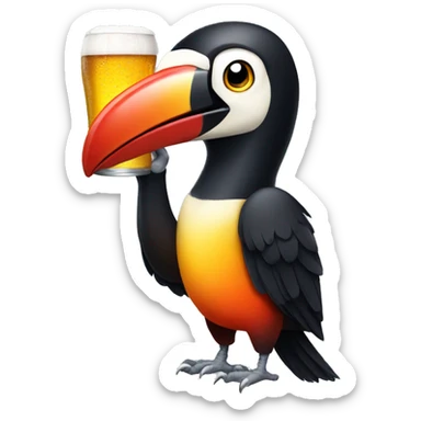 toucan holding a beer sticker