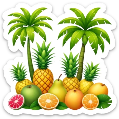 Full Tropical exotic sunny scenery fruity floral scenery  sticker