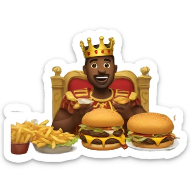 a king eating burguers sticker