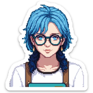 Michou, French YouTuber with blue hair and glasses sticker