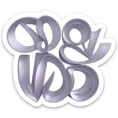 3D emoji of the word WIND, metallic silver letters with a glossy finish, swirling in the air sticker
