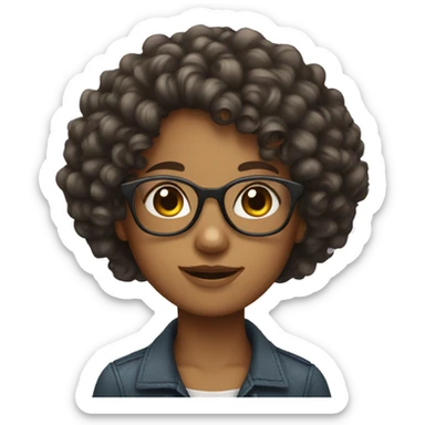 Curly hair girl with glasses  sticker