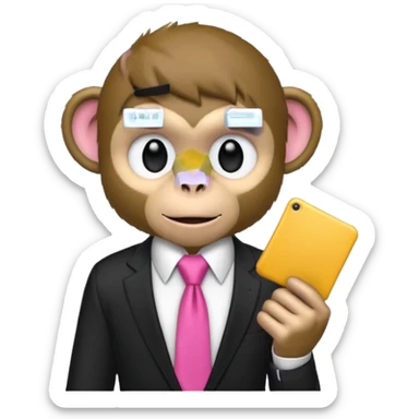  monkey with just piece black shirt,pink tie sticker