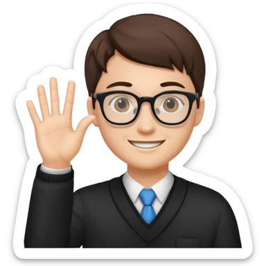 student raising hand to ask a question sticker