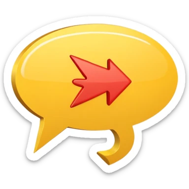 a yellow speech bubble but instead of a normal tail it’s a pointing arrow instead, not 3d, cartoony style sticker