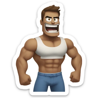 Muscle Man from regular show saying a joke sticker