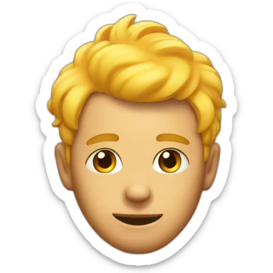 A man with a shit emoji on his head sticker