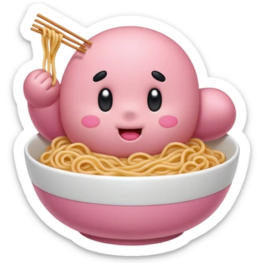 Kirby eating noodles sticker