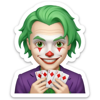 Faça um emoji bem real do Jocker com cartas na mao sticker