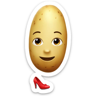 potato with female face with legs wearing red high heels sticker