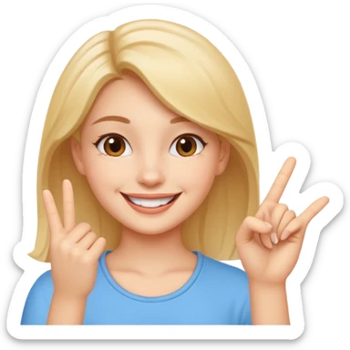 cheerful smile girl with cheerful hand gesture sticker