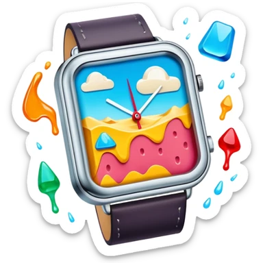 surreal dali style melting spam  watch landscape sticker