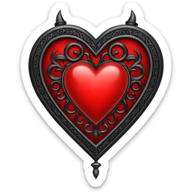 Can you make a heart with a gothic design, I want black and blood red colors . In the middle of the heart there should be the letter I sticker