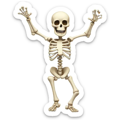 arms raised above head skeleton sticker