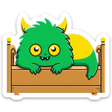 Scarey monster under a bed sticker