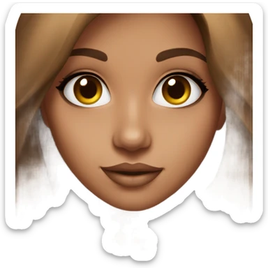 Girl that’s tan brown eyes long brown hair with sephora sticker