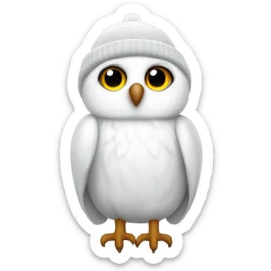 White owl with winter hat sticker