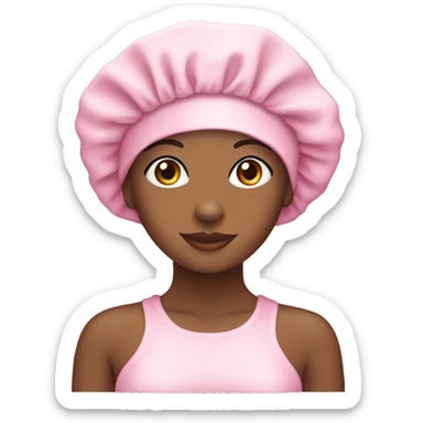 Pretty girl in light pink shower cap sticker