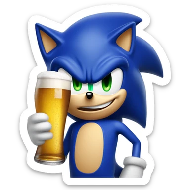 sonic tomando cerveza sticker