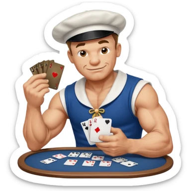 Popeye the sailor playing poker sticker