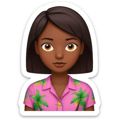 create an emoji of Sky (a man) in mamma Mia but with short dark brown hair, dark skin, dark brown eyes and an orange and pink tropical shirt with short sleeves sticker