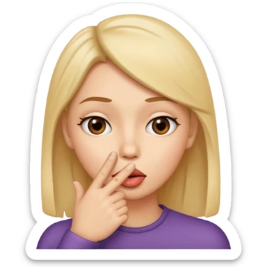 a face with a finger to lips, whispering, representing gossip sticker