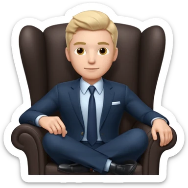 businessman sitting in an armchair, confident relaxed pose, formal suit and tie, professional corporate vibe, 3D cartoon style, mobile game icon style, clean background, no text, no watermark
 sticker