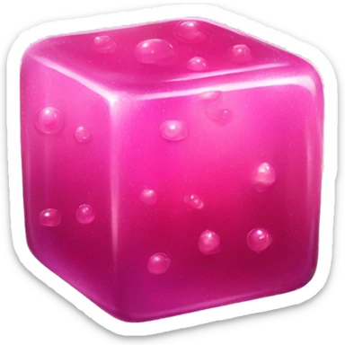Sparkling pink jelly cube realistic sticker