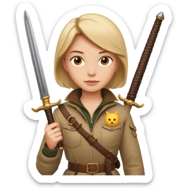 tôi muốn emoji nữ thợ săn cầm kiếm sticker