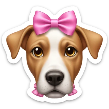 Dog with pink bow on head  sticker