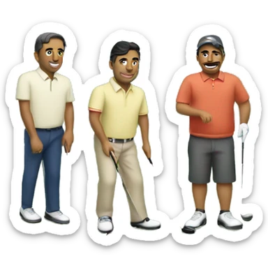3 latino men golfing sticker