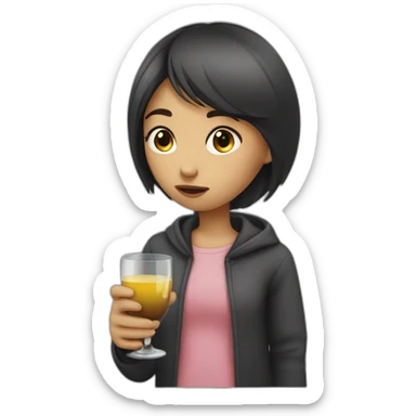 girl sad with a glass in her hand sticker