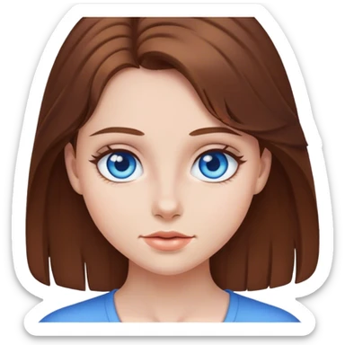 A Girl with Brown hair and Blue eyes sticker