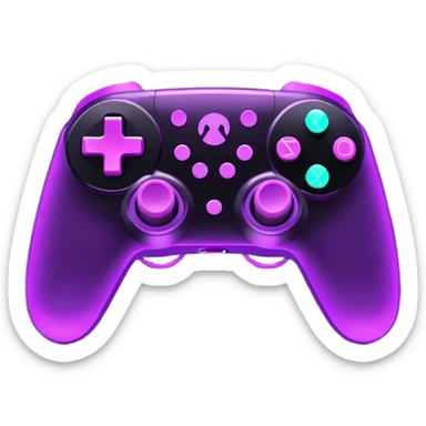 Neon purple gaming controller with dice sticker