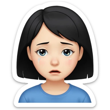Girl with black hair and short hair  like boy hair who cry and very cute  sticker