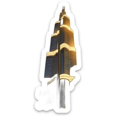 Burj Khalifa at Night and Palmsim the foregound sticker