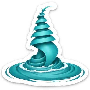 Swirling tornado coming out of the water mark the colur teal sticker