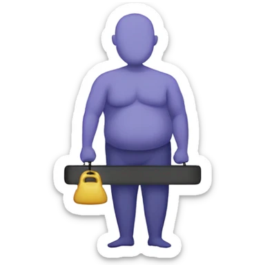 Person weighing his weight sticker