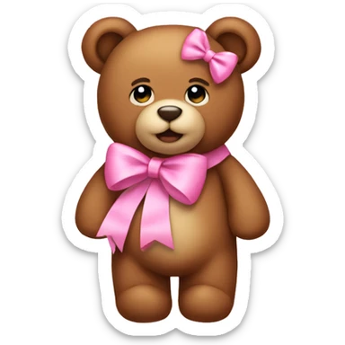 Teddy bear with a pink bow sticker