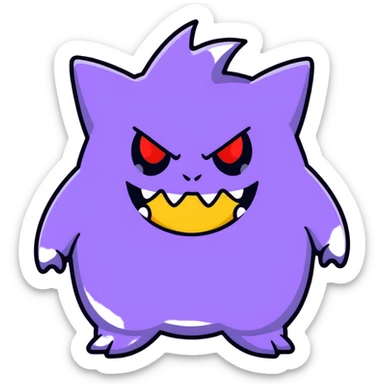 Gengar, the purple ghost Pokemon with red eyes and a mischievous grin sticker
