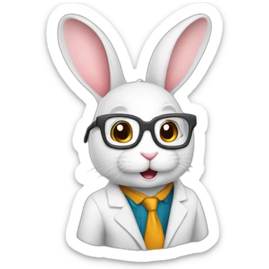 A bunny rabbit as a professor sticker