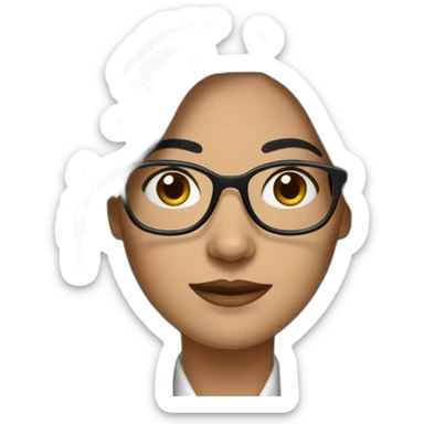 female lawyer with black long hair an glasses sticker