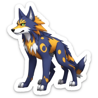  Cool Edgy Colorful Digimon-Fakemon-Wolf with edgy markings full body sticker