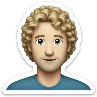 forty years old man with lightly curly hair, white skin and blue eyes sticker