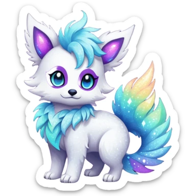 Cool cute Kawaii edgy fantasy animal sparkle fursona Fionbri creature by griffsnuff & LiLaiRa & Falvie full body sticker