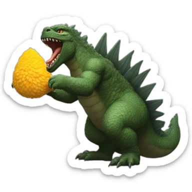godzilla cenando una gallina sticker